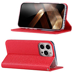 Handytasche Stand Schutzhülle Flip Leder Hülle D02T für Apple iPhone 14 Pro Max Rot