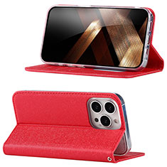 Handytasche Stand Schutzhülle Flip Leder Hülle D02T für Apple iPhone 16 Pro Rot