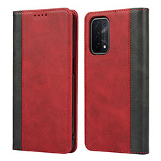 Handytasche Stand Schutzhülle Flip Leder Hülle D02T für Oppo A74 5G Rot