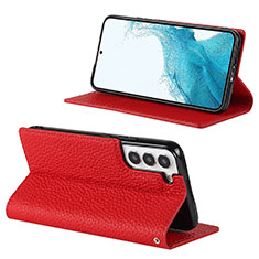 Handytasche Stand Schutzhülle Flip Leder Hülle D02T für Samsung Galaxy S21 5G Rot