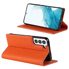 Handytasche Stand Schutzhülle Flip Leder Hülle D02T für Samsung Galaxy S21 FE 5G Orange