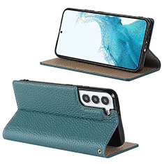 Handytasche Stand Schutzhülle Flip Leder Hülle D02T für Samsung Galaxy S22 Plus 5G Hellblau