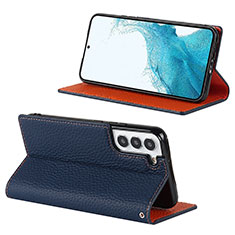 Handytasche Stand Schutzhülle Flip Leder Hülle D02T für Samsung Galaxy S23 5G Blau