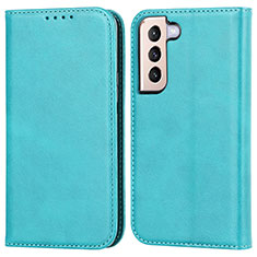 Handytasche Stand Schutzhülle Flip Leder Hülle D03T für Samsung Galaxy S21 FE 5G Hellblau