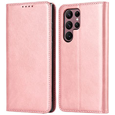 Handytasche Stand Schutzhülle Flip Leder Hülle D03T für Samsung Galaxy S23 Ultra 5G Rosa