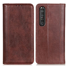 Handytasche Stand Schutzhülle Flip Leder Hülle D03Y für Sony Xperia 1 III Braun