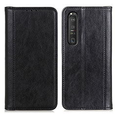 Handytasche Stand Schutzhülle Flip Leder Hülle D03Y für Sony Xperia 1 III Schwarz