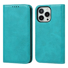 Handytasche Stand Schutzhülle Flip Leder Hülle D04T für Apple iPhone 13 Pro Max Cyan