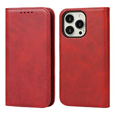 Handytasche Stand Schutzhülle Flip Leder Hülle D04T für Apple iPhone 15 Pro Max Rot