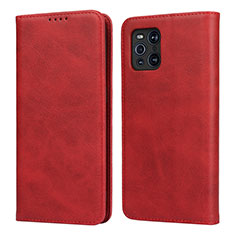 Handytasche Stand Schutzhülle Flip Leder Hülle D04T für Oppo Find X3 5G Rot