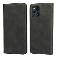 Handytasche Stand Schutzhülle Flip Leder Hülle D04T für Oppo Find X3 5G Schwarz