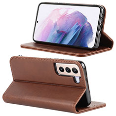 Handytasche Stand Schutzhülle Flip Leder Hülle D04T für Samsung Galaxy S21 5G Braun