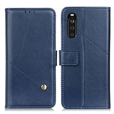 Handytasche Stand Schutzhülle Flip Leder Hülle D04Y für Sony Xperia 10 III Blau