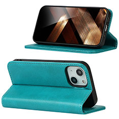 Handytasche Stand Schutzhülle Flip Leder Hülle D05T für Apple iPhone 13 Cyan