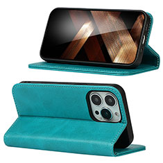 Handytasche Stand Schutzhülle Flip Leder Hülle D05T für Apple iPhone 13 Pro Cyan