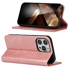 Handytasche Stand Schutzhülle Flip Leder Hülle D05T für Apple iPhone 14 Pro Rosa