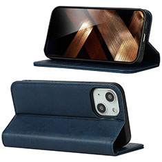 Handytasche Stand Schutzhülle Flip Leder Hülle D05T für Apple iPhone 15 Blau