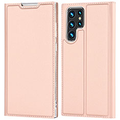 Handytasche Stand Schutzhülle Flip Leder Hülle D05T für Samsung Galaxy S23 Ultra 5G Rosegold