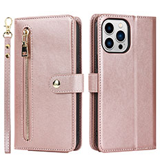 Handytasche Stand Schutzhülle Flip Leder Hülle D06T für Apple iPhone 13 Pro Rosegold