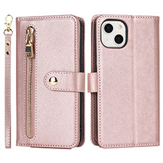 Handytasche Stand Schutzhülle Flip Leder Hülle D06T für Apple iPhone 14 Rosegold