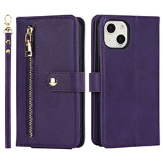 Handytasche Stand Schutzhülle Flip Leder Hülle D06T für Apple iPhone 15 Violett