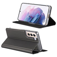 Handytasche Stand Schutzhülle Flip Leder Hülle D06T für Samsung Galaxy S21 5G Schwarz