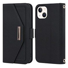 Handytasche Stand Schutzhülle Flip Leder Hülle D07T für Apple iPhone 13 Schwarz