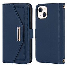 Handytasche Stand Schutzhülle Flip Leder Hülle D07T für Apple iPhone 15 Blau