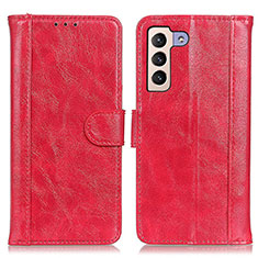 Handytasche Stand Schutzhülle Flip Leder Hülle D07Y für Samsung Galaxy S21 5G Rot