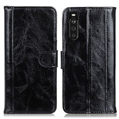 Handytasche Stand Schutzhülle Flip Leder Hülle D07Y für Sony Xperia 10 III Lite Schwarz