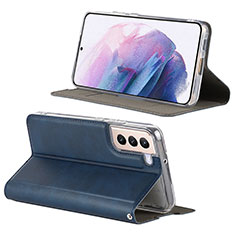 Handytasche Stand Schutzhülle Flip Leder Hülle D08T für Samsung Galaxy S21 5G Blau