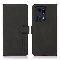 Handytasche Stand Schutzhülle Flip Leder Hülle D08Y für Oppo Find X5 Pro 5G Schwarz