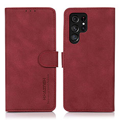 Handytasche Stand Schutzhülle Flip Leder Hülle D08Y für Samsung Galaxy S23 Ultra 5G Rot