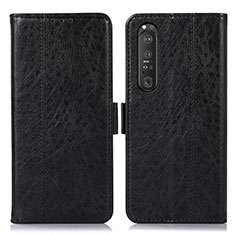 Handytasche Stand Schutzhülle Flip Leder Hülle D08Y für Sony Xperia 1 III Schwarz