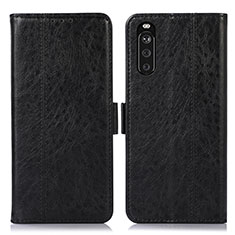 Handytasche Stand Schutzhülle Flip Leder Hülle D08Y für Sony Xperia 10 III Lite Schwarz