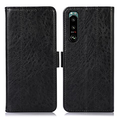 Handytasche Stand Schutzhülle Flip Leder Hülle D08Y für Sony Xperia 5 III Schwarz