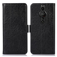 Handytasche Stand Schutzhülle Flip Leder Hülle D08Y für Sony Xperia PRO-I Schwarz