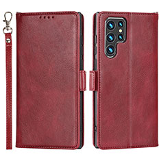 Handytasche Stand Schutzhülle Flip Leder Hülle D09T für Samsung Galaxy S23 Ultra 5G Rot