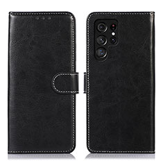 Handytasche Stand Schutzhülle Flip Leder Hülle D10Y für Samsung Galaxy S22 Ultra 5G Schwarz