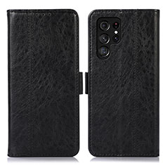 Handytasche Stand Schutzhülle Flip Leder Hülle D11Y für Samsung Galaxy S22 Ultra 5G Schwarz