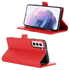 Handytasche Stand Schutzhülle Flip Leder Hülle D12T für Samsung Galaxy S21 5G Rot