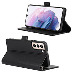 Handytasche Stand Schutzhülle Flip Leder Hülle D12T für Samsung Galaxy S21 5G Schwarz