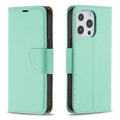 Handytasche Stand Schutzhülle Flip Leder Hülle für Apple iPhone 13 Pro Max Cyan