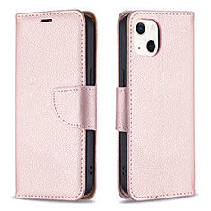 Handytasche Stand Schutzhülle Flip Leder Hülle für Apple iPhone 15 Plus Rosegold