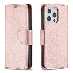 Handytasche Stand Schutzhülle Flip Leder Hülle für Apple iPhone 16 Pro Max Rosegold