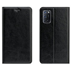 Handytasche Stand Schutzhülle Flip Leder Hülle für Oppo A52 Schwarz