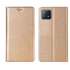 Handytasche Stand Schutzhülle Flip Leder Hülle für Oppo A53 5G Gold