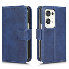 Handytasche Stand Schutzhülle Flip Leder Hülle für Oppo Find N2 5G Blau