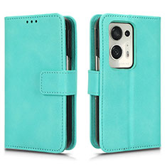 Handytasche Stand Schutzhülle Flip Leder Hülle für Oppo Find N2 5G Cyan