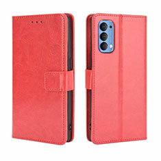 Handytasche Stand Schutzhülle Flip Leder Hülle für Oppo Reno4 4G Rot